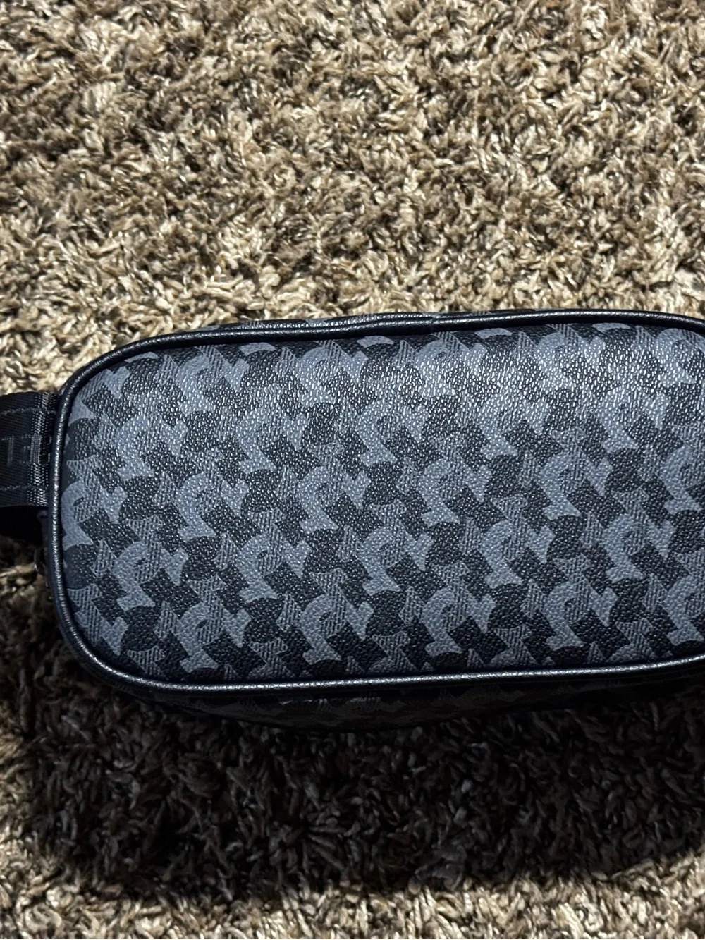 True Religion Gray & Black Patterned Belt Bag